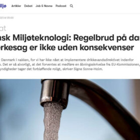 Dansk Miljøteknologi i Altinget om den manglende danske implementering af EU's drikkevandsdirektiv