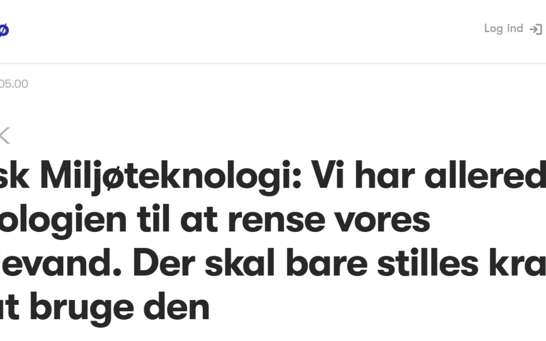 DMT i Altinget: Stil krav om spildevandsrensning – teknologierne er der